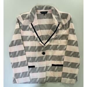 Ming Wang Pink, Grey And Black Trim Blazer L